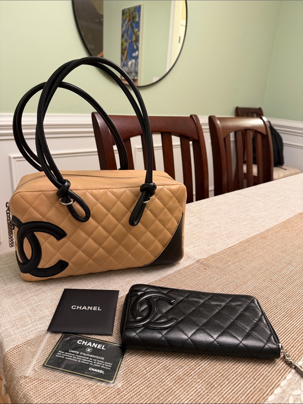 Chanel Cambon line bowling Bag and Free Chanel Wallet